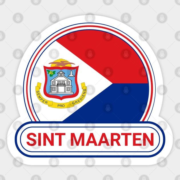 Sint Maarten Country Badge - Sint Maarten Flag Sticker by Yesteeyear